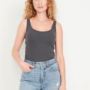 Old Navy Dark Gray Women's Scoop Neck Ribbed Tank Top